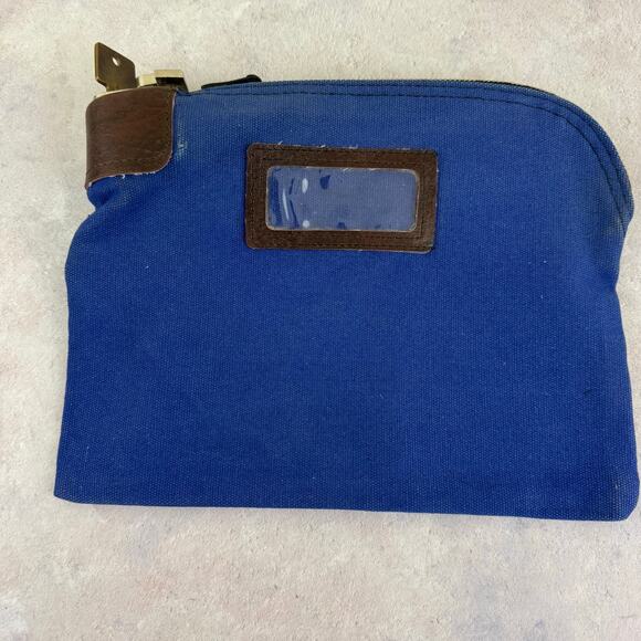 Lot 1 Vintage Locking Night Deposit Bank Money Bag 7 Pin Tumbler & 4 Small Bags - Picture 2 of 16